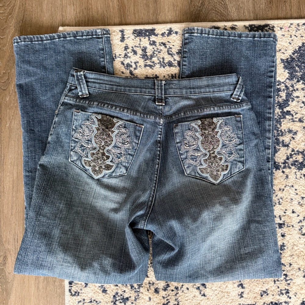 Zena bootcut denim with insane embroidery